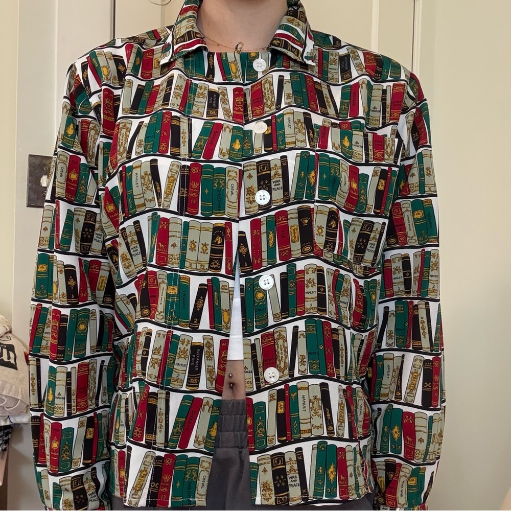 Jones New York Multicolor Book Print Shirt